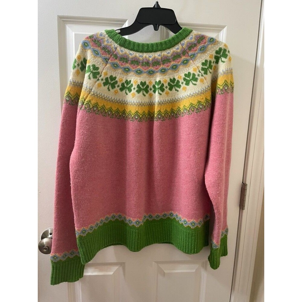 Kiel James Patrick Pink Fair Isle Crew Neck Wool Sweater Womans Size XXL - Picture 8 of 10